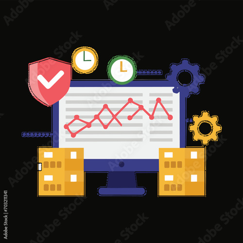 2d vector illustration colorful Land and sea transport techniques, methods and technological tools for transporting and shipping goods and products and logistic 