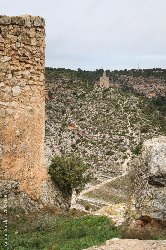 View of The historic Torre de Alarconcillo from Torre de Armas in Alarcon View of The historic Torre de Alarconcillo from Torre de Armas in Alarcon
