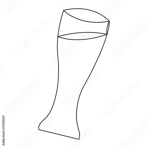 Continuous one line art drawing cocktail, summer fresh drink and glass outline vector illustration
