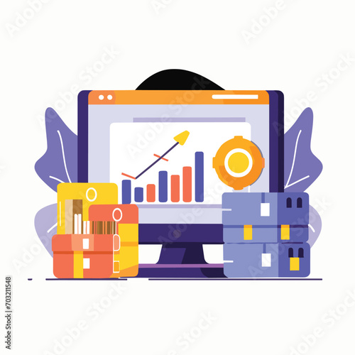 2d vector illustration colorful Land and sea transport techniques, methods and technological tools for transporting and shipping goods and products and logistic 