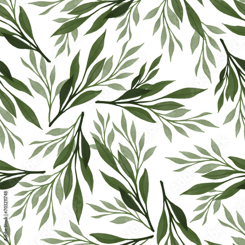 leaaf seamless pattern, green leaves background