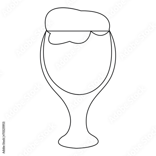  Continuous one line drawing of cocktail, summer fresh drink outline vector illustration and minimalist design