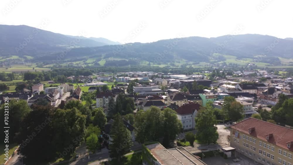 aerial of Kirchdorf and Kremstal valley in Upper Austria aerial of Kirchdorf and Kremstal valley in Upper Austria