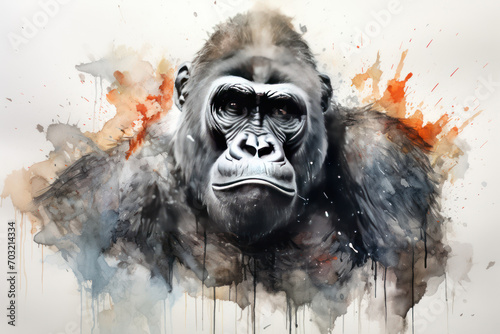 gorilla watercolor painting