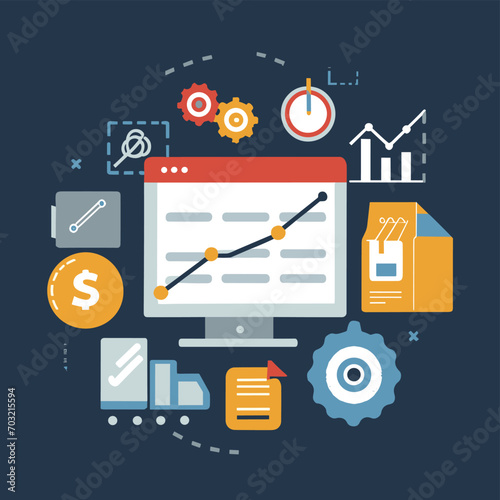 2d vector illustration colorful Land and sea transport techniques, methods and technological tools for transporting and shipping goods and products and logistic 