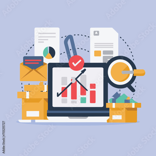 2d vector illustration colorful Land and sea transport techniques, methods and technological tools for transporting and shipping goods and products and logistic 