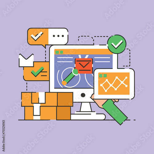2d vector illustration colorful Land and sea transport techniques, methods and technological tools for transporting and shipping goods and products and logistic 
