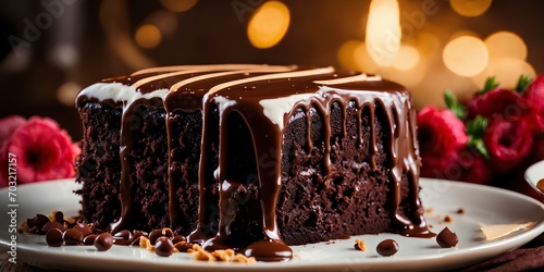 チョコレートケーキ、背景｜chocolate cake, background. Generative AI photo