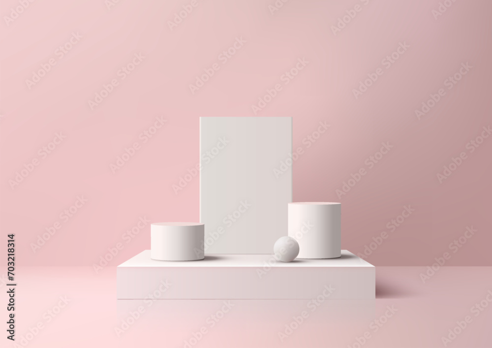 Minimal 3D Product Display Podium, Abstract Soft Pink Studio Background Minimal 3D Product Display Podium, Abstract Soft Pink Studio Background