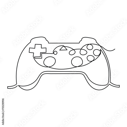 Vector joystick control device playing video games continuous single line art