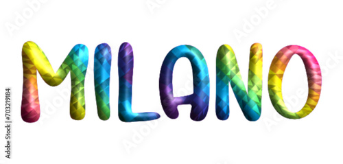 Milano - Italy city name written in Italian, vector graphics, multicolor color