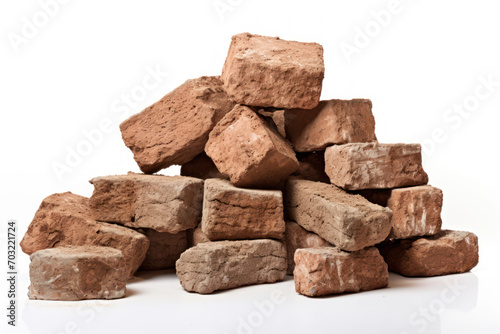 pile of compressed earth blocks photo