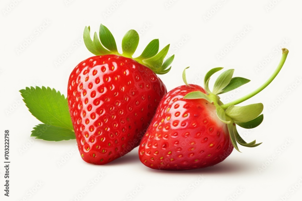 strawberry close-up on a white background. illustration. a red berry with leaves. strawberry close-up on a white background. illustration. a red berry with leaves.