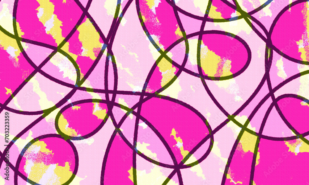 hand drawn line colorful pink ,violet , and soft pinkl color doodle  abstract  art  background