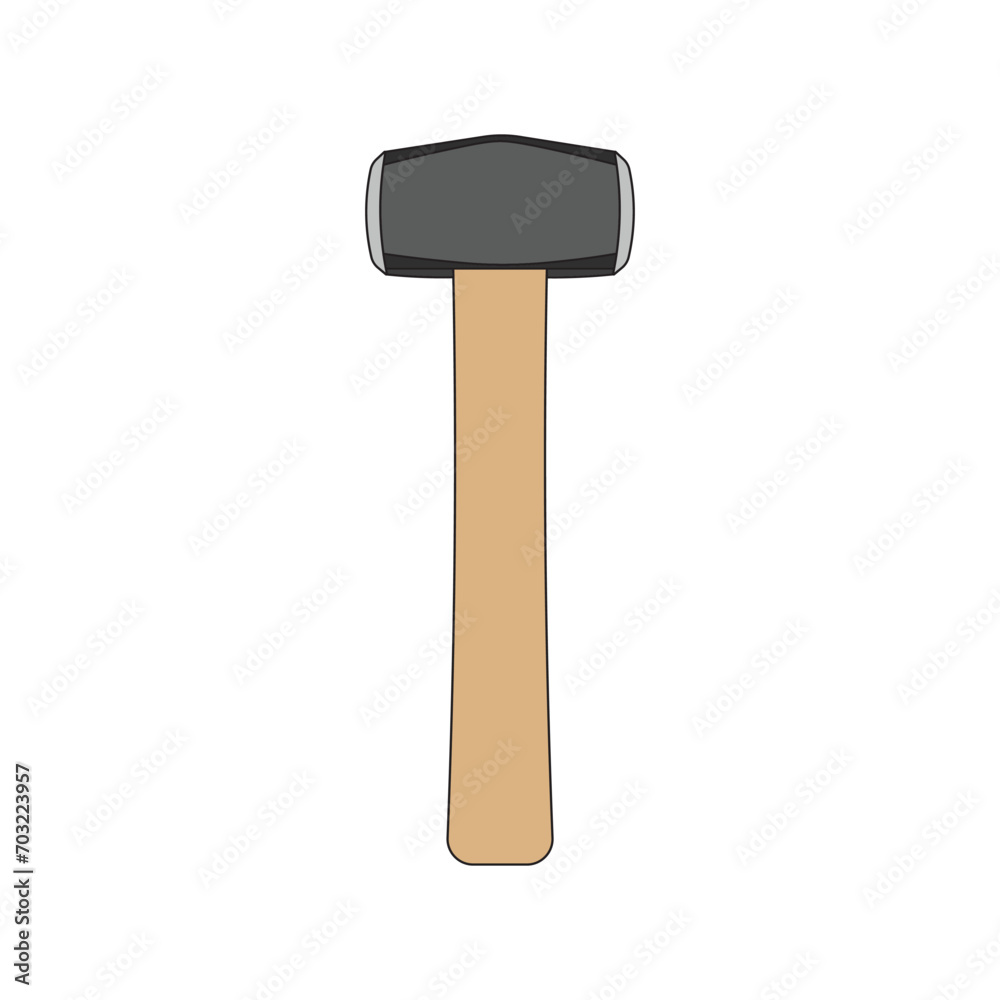 Kids drawing Cartoon Vector illustration club hammer icon Isolated on White Background Kids drawing Cartoon Vector illustration club hammer icon Isolated on White Background