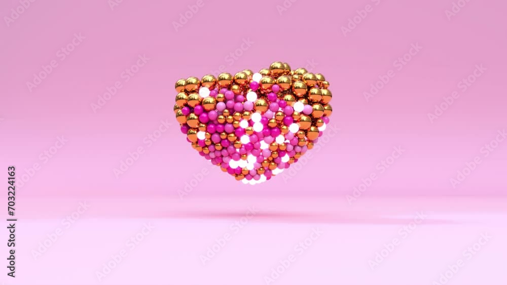 heart which fills with colored spheres then bursts