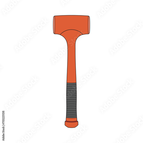Kids drawing Cartoon Vector illustration dead blow hammer icon Isolated on White Background
