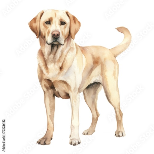 Labrador Retriever dog breed watercolor illustration. Cute pet drawing isolated on white background.
