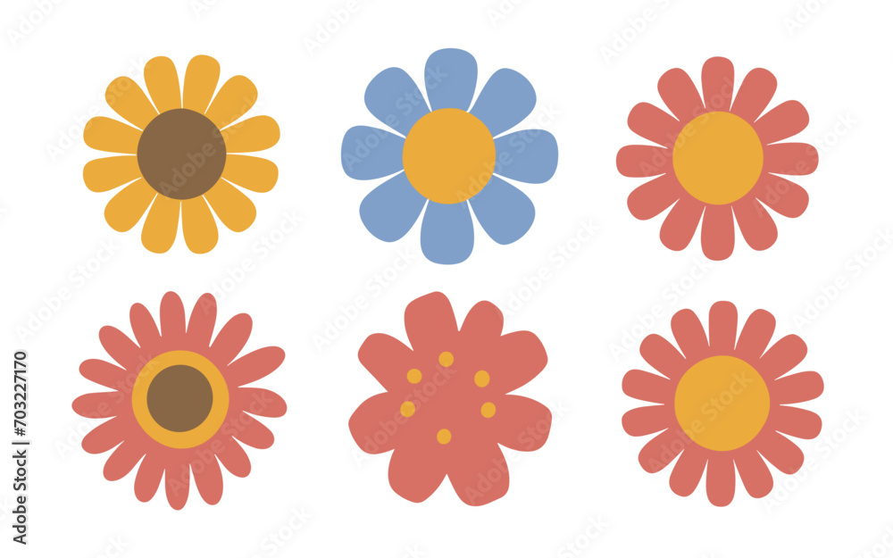 Abstract flowers vector clipart. Spring illustration.