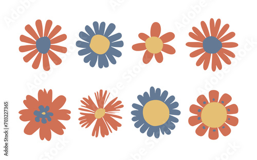 Abstract flowers vector clipart. Spring illustration. © TasaDigital