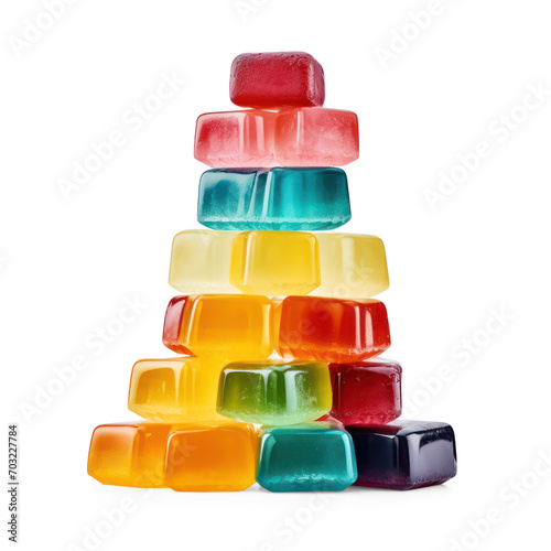 Pile of colourful jelly candies isolated on transparent or white background