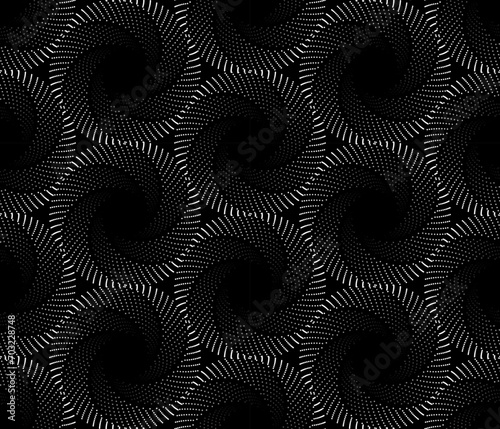 Seamless geometric pattern of halftone dots circles