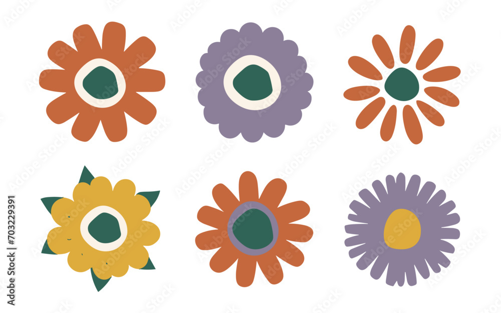 Abstract flowers vector clipart. Spring illustration.
