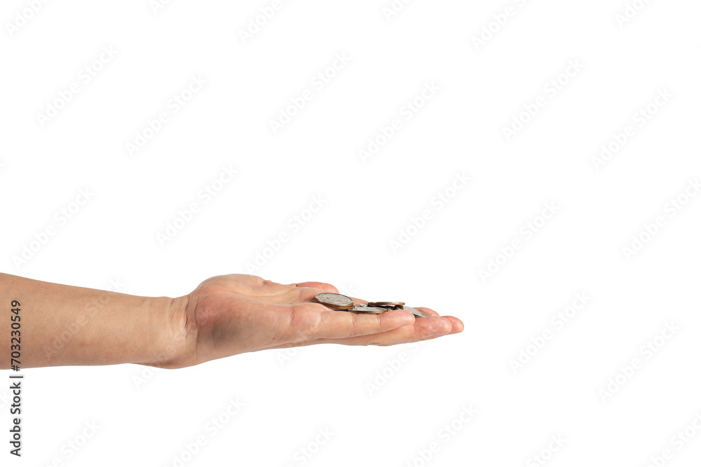 Hand and Coins used for payment in Thailand on transparent background Hand and Coins used for payment in Thailand on transparent background