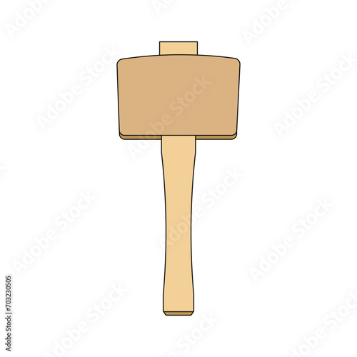 Kids drawing Cartoon Vector illustration joiners mallet icon Isolated on White Background