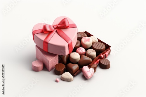 Happy Valentine's Day Three-dimensional chocolate cake gift set For lovers and important people generative by ai © Wayu