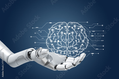 Robot with brain,chat ai concept,Digital technology trend