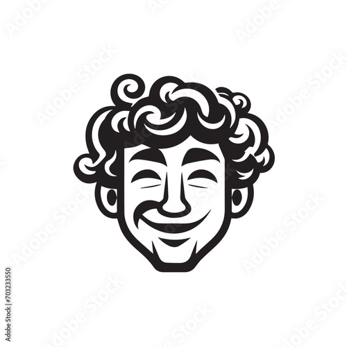 2D Flat Vector of a Curly-haired guy smirking confidently
