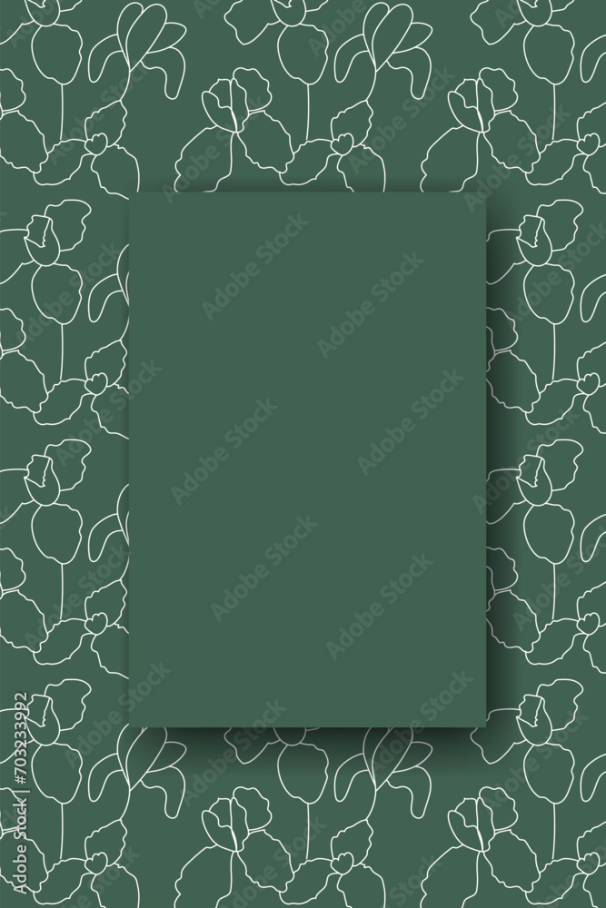 Naklejka premium Vector. Hand drawn floral pattern. Vertical background, copy space for text. Template for postcard, wedding and party invitation, flyer, cover, brochure, social media post, magazine, poster, banner.