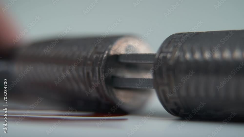 A scenic macro shot of two ancient knifes smooth closing, Chinese antique weapon, historical vintage blade, old textured steel, traditional dagger, professional lighting, cinematic slow motion 120 fps