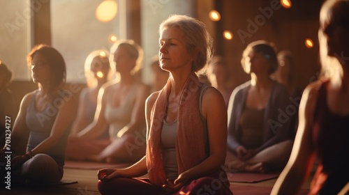 A Group of People Meditating in a Yoga Class,