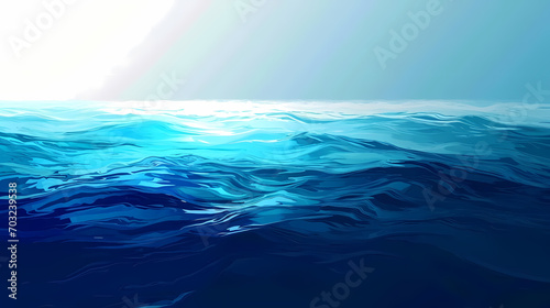 Digital Artwork of Blue Ocean Waves