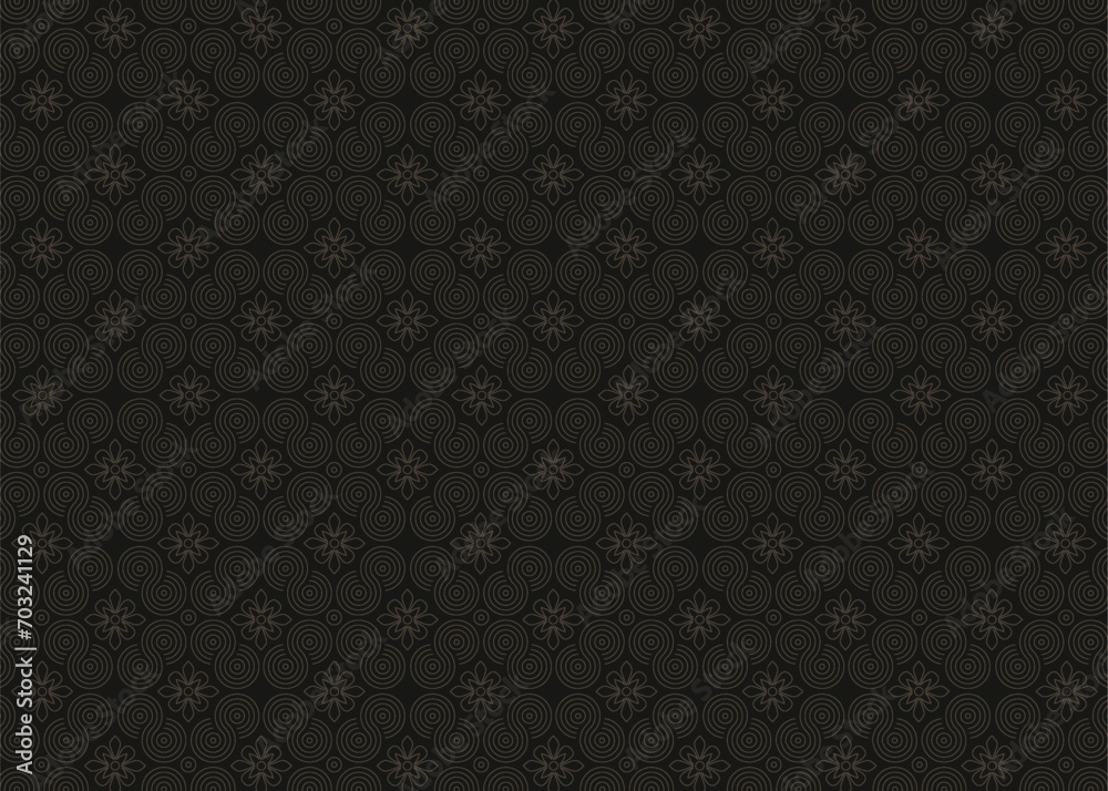 Textured gorgeous background in black hue with gold pattern.