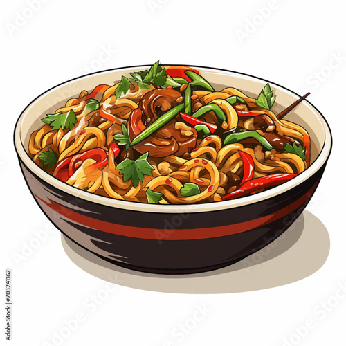 food, dinner, salad, meal, cuisine, plate, dish, pasta, noodles, vegetable, healthy, lunch, gourmet, delicious, meat, white, bowl, sauce, noodle, tomato, green, soup, spicy, cooked, isolated