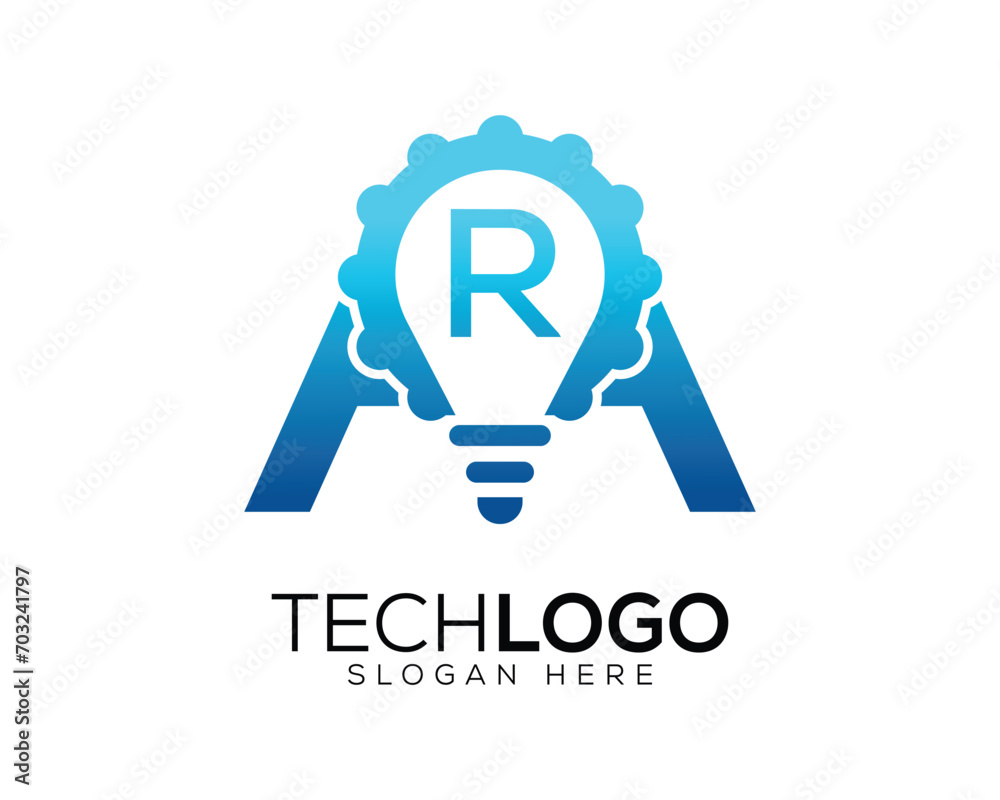 vector technology  letter r logo
