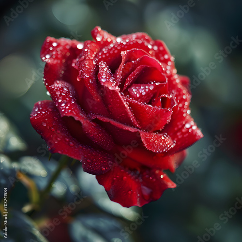 Crimson Embrace  Morning Dew on Red Rose