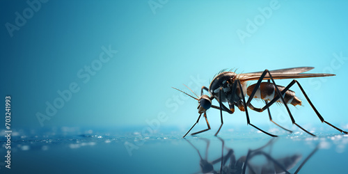 A fly with a blue background, Closeup of a mosquito sucking blood, Insect mosquito close-up, macro entomology, Macro Photo of Orange Robber Fly Isolated on Blue Floor, generative AI


 photo