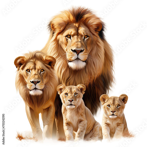 Lion family on transparent background 