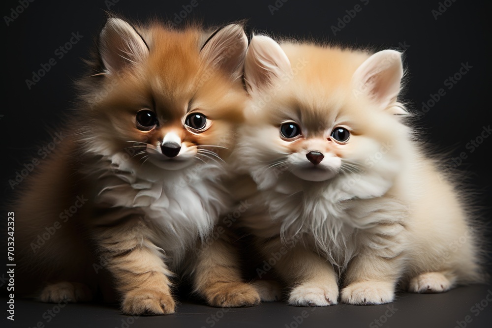 Image of two furry Cats on a dark background Image of two furry Cats on a dark background