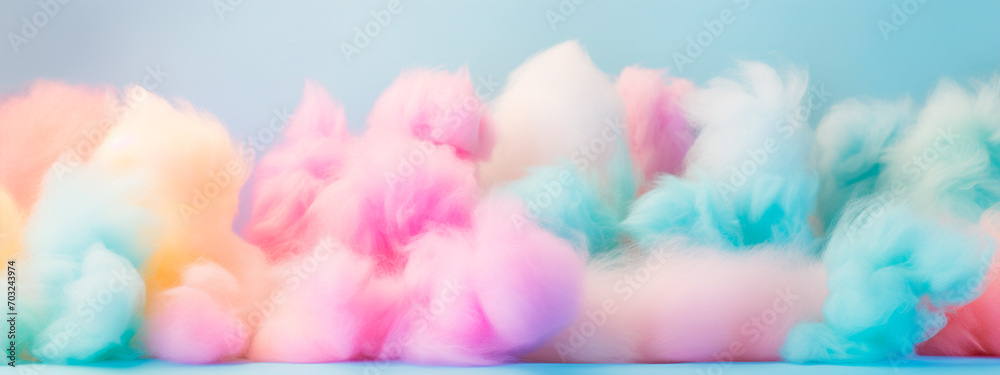 Fototapeta premium Cotton candy is multi-colored. Selective focus.