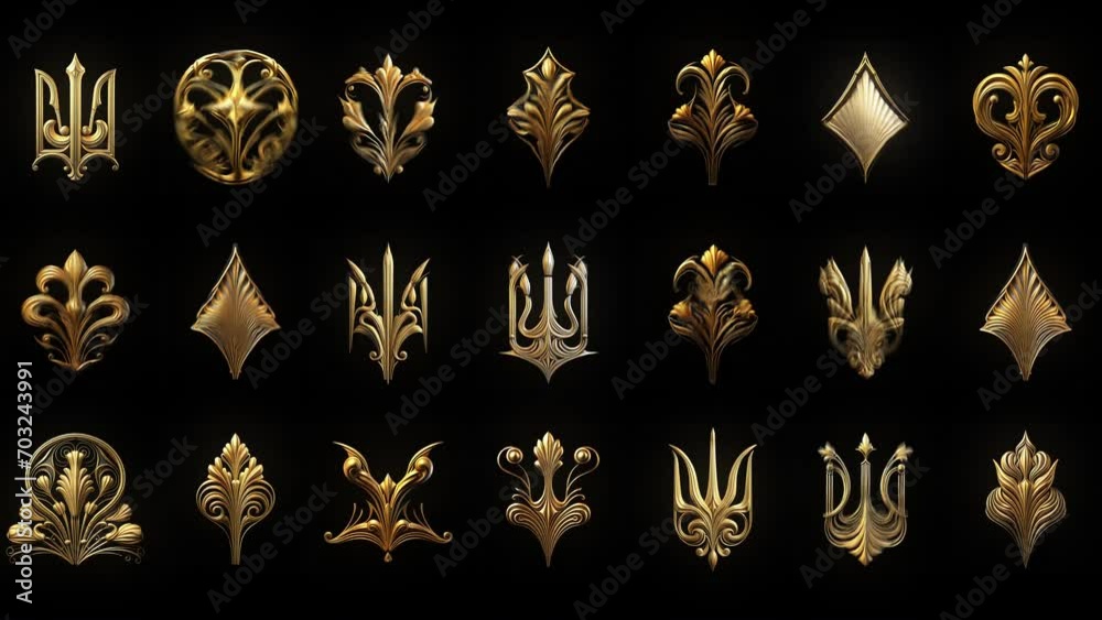 Art nouveau golden elements random fast isolated on black background Ultra HD VJ Loop Art nouveau golden elements random fast isolated on black background Ultra HD VJ Loop