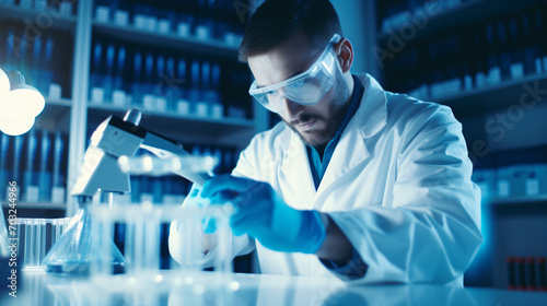 Scientist handling samples in lab