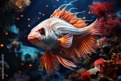 Piranha fish underwater close up portrait 