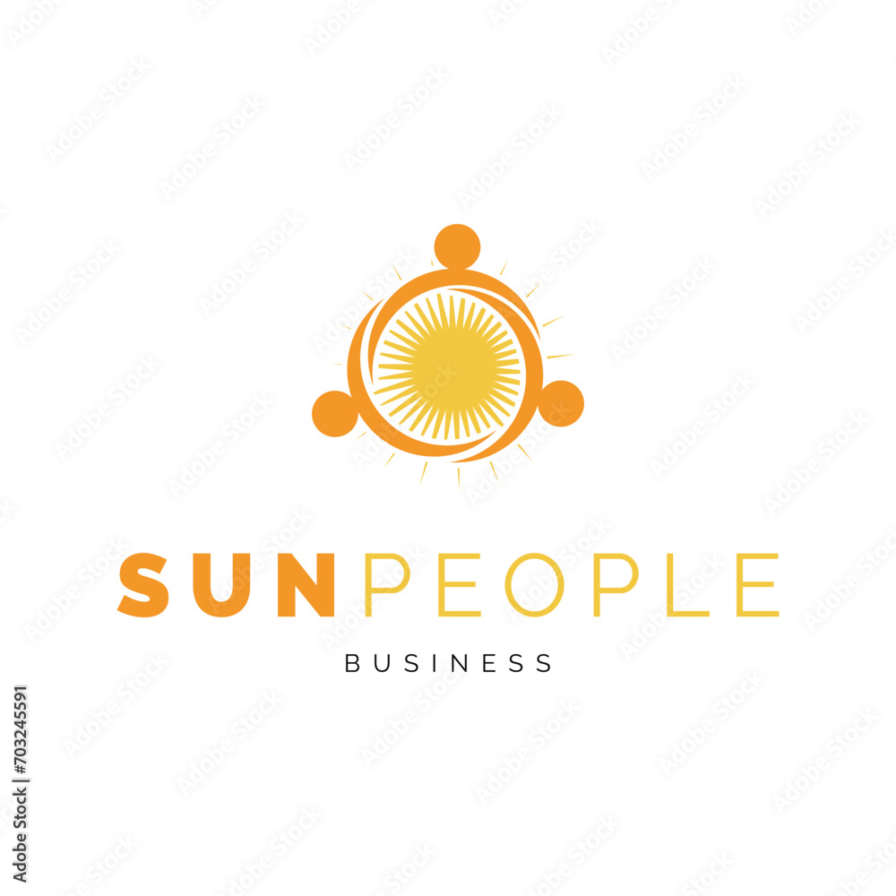Fototapeta premium Sun People Icon Logo Design Template
