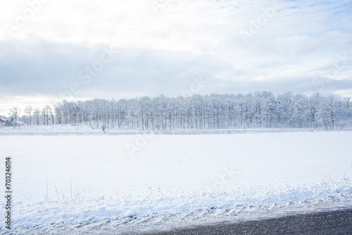 Winter landscape in Hassleholm, Sweden