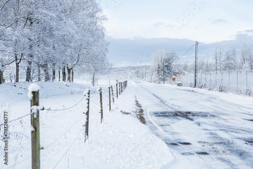 Winter road in Hassleholm, Sweden © StellaSalander